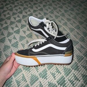 Black and white platform vans